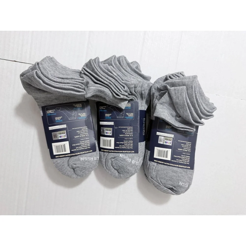 US Polo Assn Mens 30 Pair Low Cut Socks Gray Casual Comfort Shoe Size 6-12 Lot